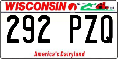 WI license plate 292PZQ