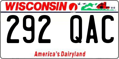 WI license plate 292QAC