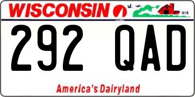 WI license plate 292QAD