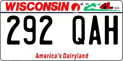 WI license plate 292QAH