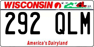 WI license plate 292QLM