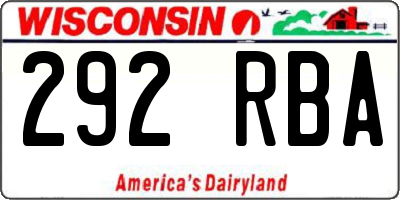 WI license plate 292RBA