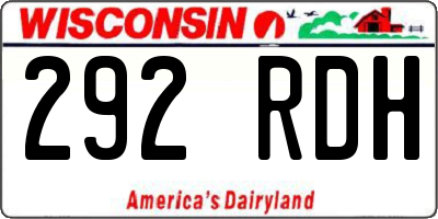 WI license plate 292RDH