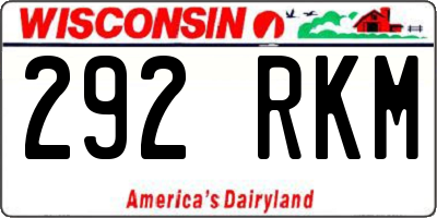WI license plate 292RKM