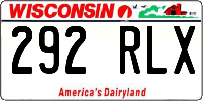 WI license plate 292RLX