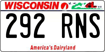 WI license plate 292RNS