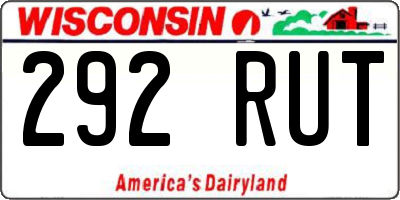 WI license plate 292RUT