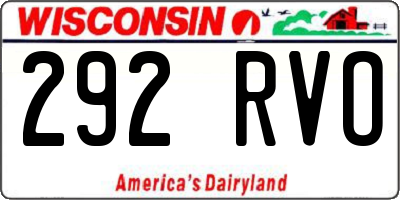 WI license plate 292RVO