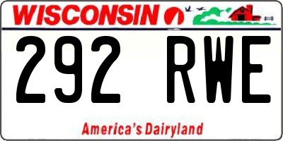 WI license plate 292RWE