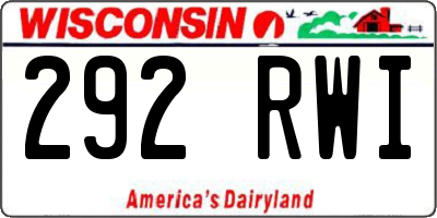 WI license plate 292RWI