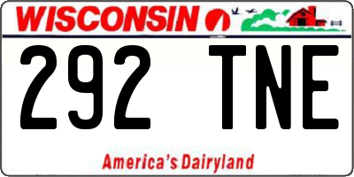 WI license plate 292TNE