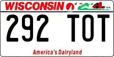 WI license plate 292TOT