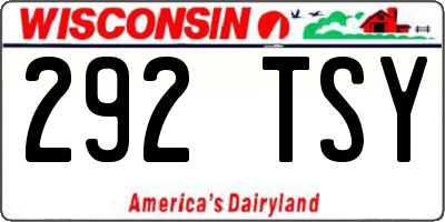 WI license plate 292TSY