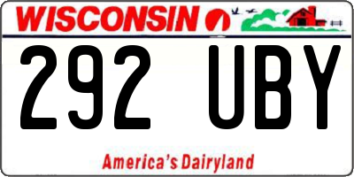 WI license plate 292UBY