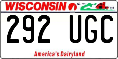 WI license plate 292UGC