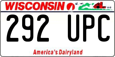 WI license plate 292UPC