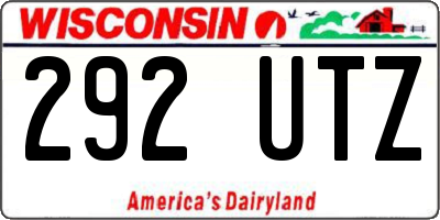 WI license plate 292UTZ