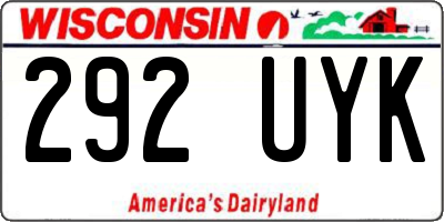 WI license plate 292UYK