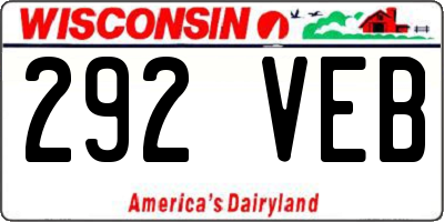 WI license plate 292VEB