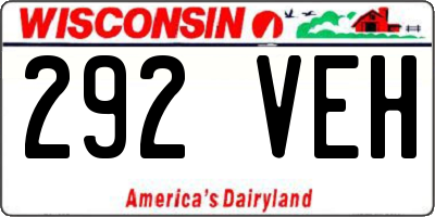 WI license plate 292VEH
