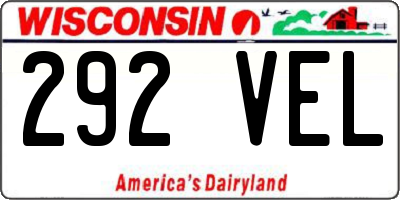 WI license plate 292VEL