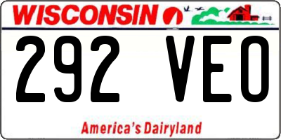WI license plate 292VEO