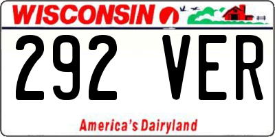 WI license plate 292VER