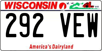 WI license plate 292VEW