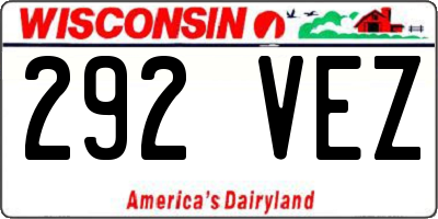 WI license plate 292VEZ