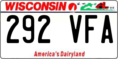 WI license plate 292VFA