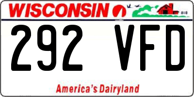 WI license plate 292VFD