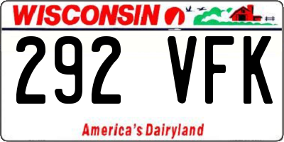 WI license plate 292VFK