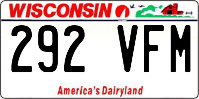 WI license plate 292VFM