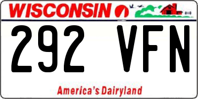 WI license plate 292VFN