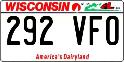 WI license plate 292VFO