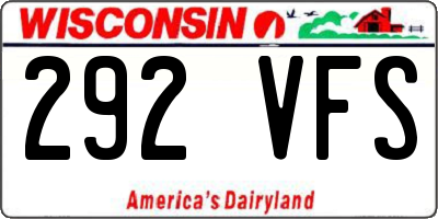 WI license plate 292VFS