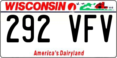 WI license plate 292VFV