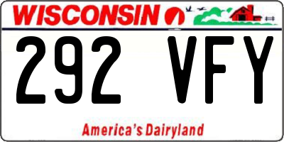 WI license plate 292VFY