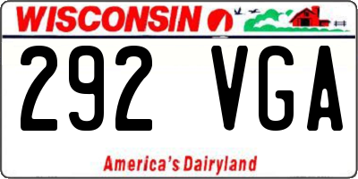 WI license plate 292VGA