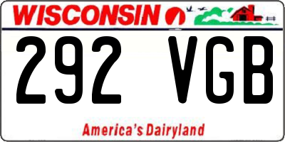WI license plate 292VGB