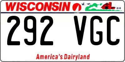 WI license plate 292VGC