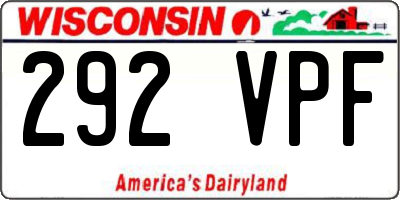 WI license plate 292VPF