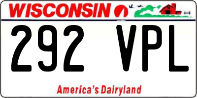 WI license plate 292VPL