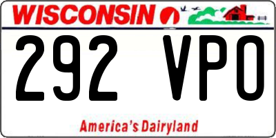WI license plate 292VPO