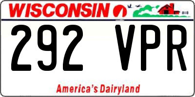 WI license plate 292VPR