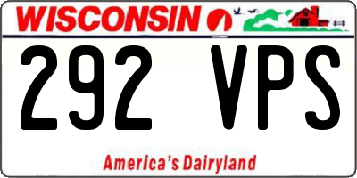WI license plate 292VPS