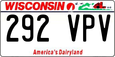 WI license plate 292VPV