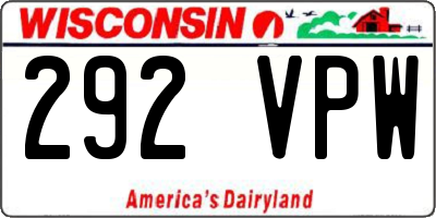 WI license plate 292VPW
