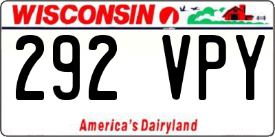 WI license plate 292VPY
