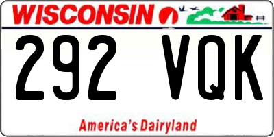 WI license plate 292VQK